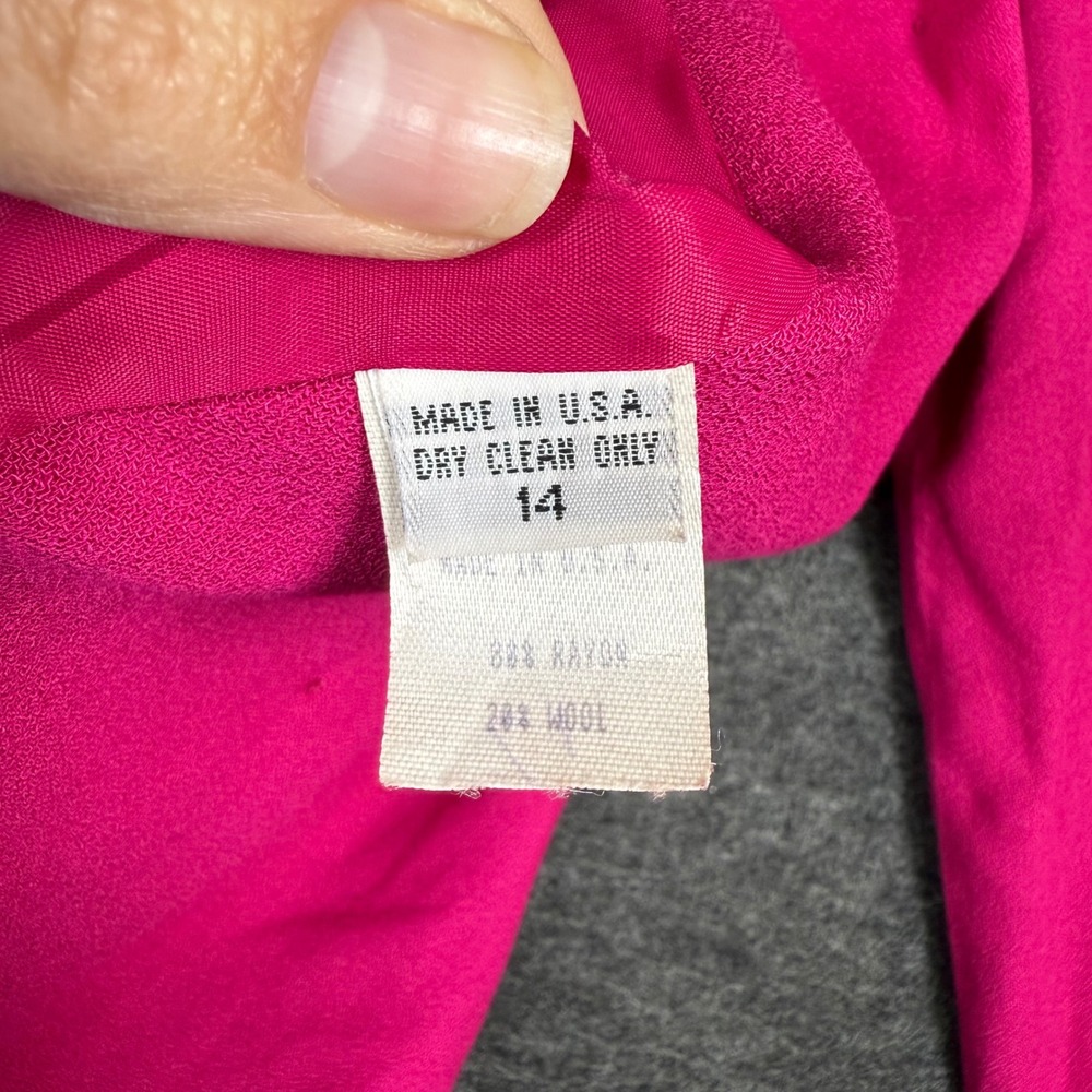 Vintage GIANNI SPORT Womens Blazer Jacket Hot Pink Black Collar Cuffs Size 14 - Picture 5 of 8